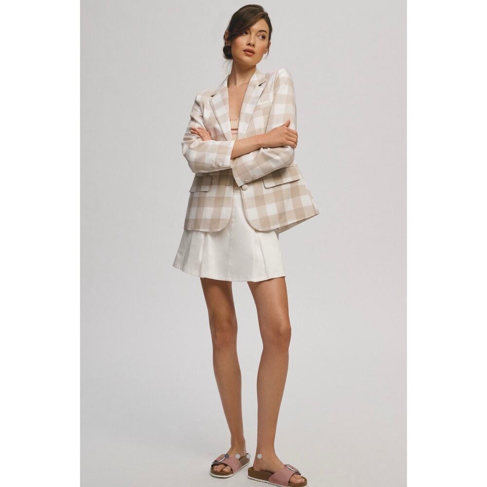NWT / Maeve by Anthropologie / Tan Gingham Blazer / sz M